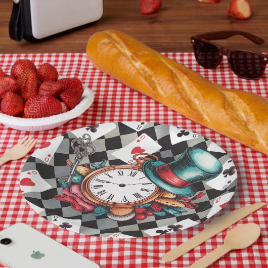 Alice im Wunderland-Muster Pappteller (Picknick)