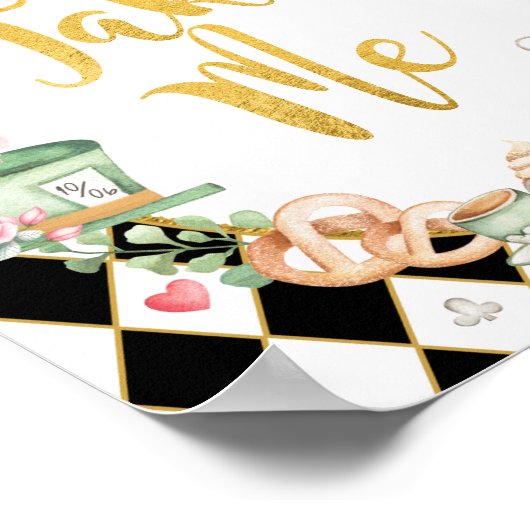 Alice im Wunderland NEHMEN Gastgeschenke Unterschr Poster (Ecke)