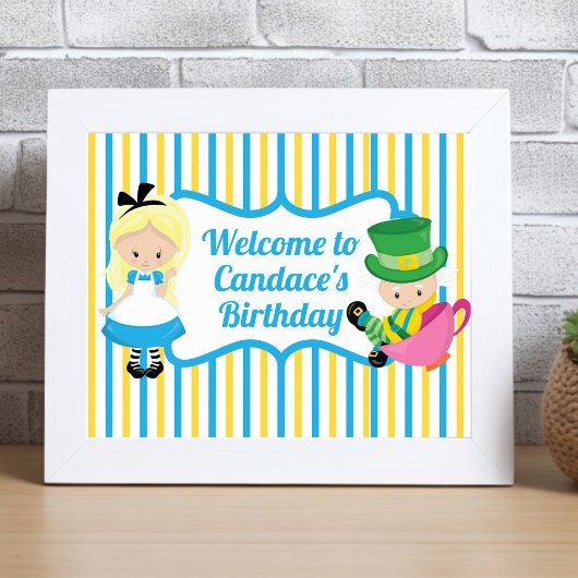 Alice im Wunderland Niedlich Welcome Kindergeburts Poster