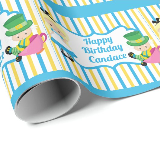 Alice im Wunderland Niedlicher benutzerdefinierter Geschenkpapier (Rolleneckpunkt)