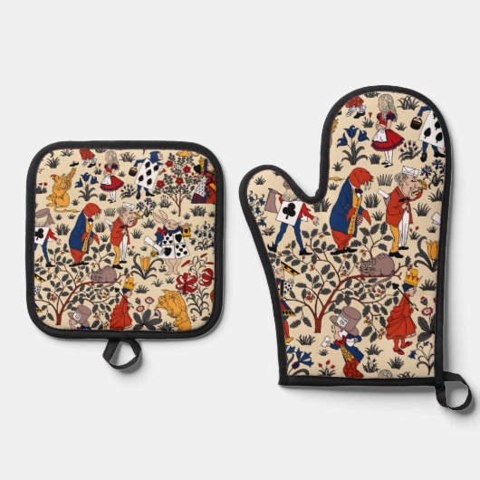 Alice im Wunderland Ofenhandschuh & Topflappen-Set (Vorderseite)