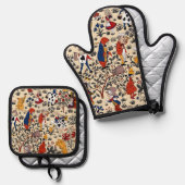 Alice im Wunderland Ofenhandschuh & Topflappen-Set (Vorderseite/Rückseite)