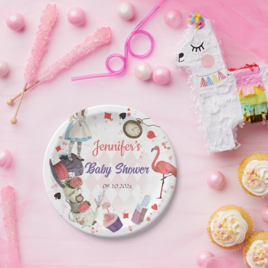 Alice im Wunderland Onederland Babydusche Pappteller (Party)