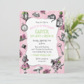 Alice im Wunderland Oster Brunch Einladung (Stehend Vorderseite)
