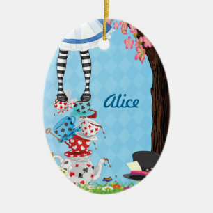 Alice im Wunderland-Oval-Verzierung Keramikornament