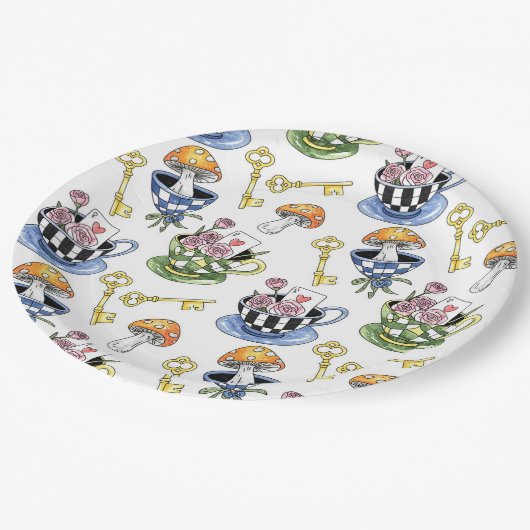 Alice im Wunderland Pappteller (Schrägansicht)