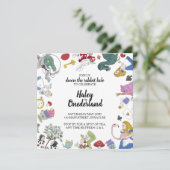 Alice im Wunderland Party Einladung | Handgezogen (Stehend Vorderseite)