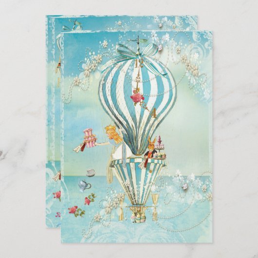 Alice im Wunderland Party Einladungen (Vorne/Hinten)