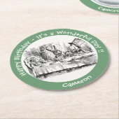 Alice im Wunderland Party - Mad Hatters Tea Party Runder Pappuntersetzer (Angewinkelt)