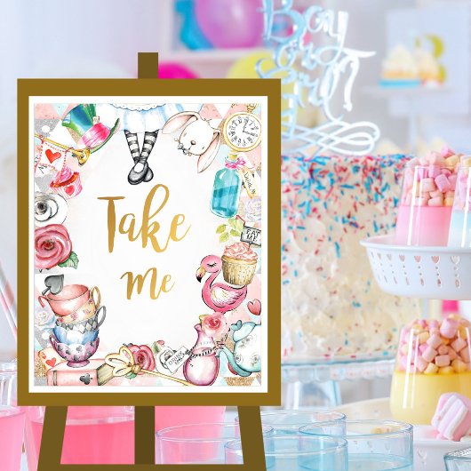 Alice im Wunderland Party-Signierung, nehmen Sie m Poster