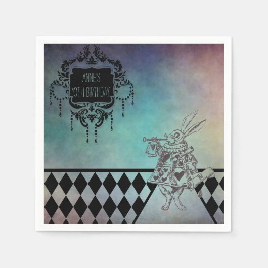 Alice im Wunderland Party Weißes Kaninchen Serviette (Vorderseite)