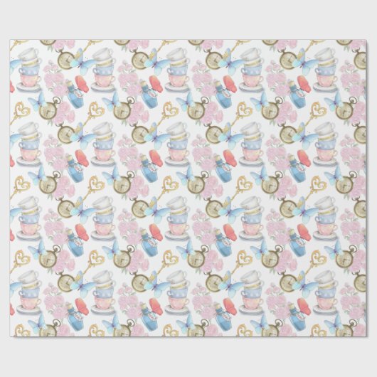 Alice im Wunderland Pastell Wrapping Paper Geschenkpapier (Flach)