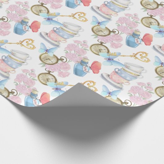 Alice im Wunderland Pastell Wrapping Paper Geschenkpapier (Ecke)