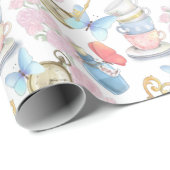 Alice im Wunderland Pastell Wrapping Paper Geschenkpapier (Rolleneckpunkt)