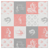 Alice im Wunderland-Patchwork-graues korallenrotes Stoff (Nahaufnahme)