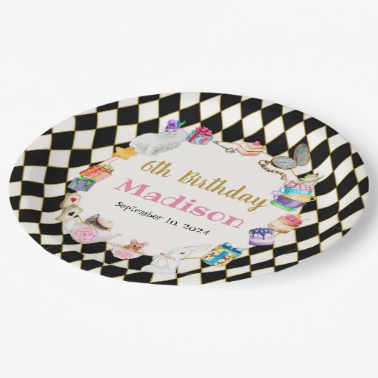 Alice im Wunderland Personalisierte Papierplatte Pappteller (Schrägansicht)