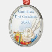 Alice im Wunderland-personalisiertes erstes Silbernes Ornament (Links)