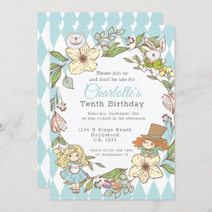 Alice im Wunderland Personalisiertes Party Einladung