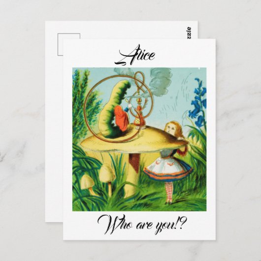 Alice im Wunderland - Pilz , saß eine Raupe Postkarte (Vorne/Hinten)