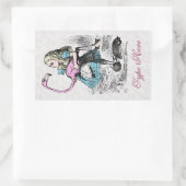 Alice im Wunderland Pink Flamingo Croquet Party Rechteckiger Aufkleber (Tasche)