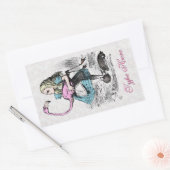 Alice im Wunderland Pink Flamingo Croquet Party Rechteckiger Aufkleber (Umschlag)