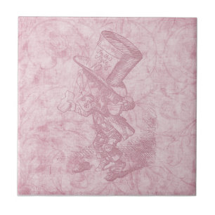 Alice im Wunderland Pink floral Art Mad Hatter Fliese