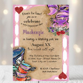 Alice im Wunderland Pink Tee Party Einladung