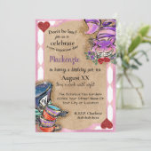 Alice im Wunderland Pink Tee Party Einladung (Stehend Vorderseite)