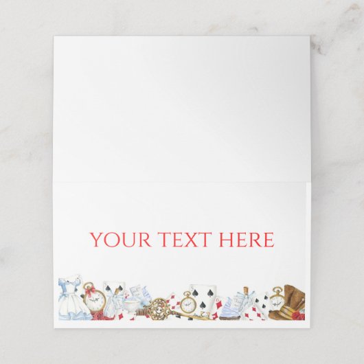 Alice im Wunderland Platzkarte (Außenseite Aufgefaltet)