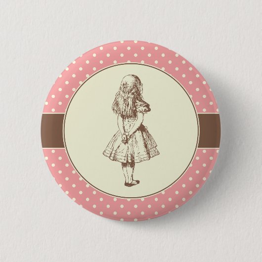 Alice im Wunderland-Polka-Punkte Button (Vorderseite)