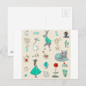 Alice im Wunderland Postkarte (Vorne/Hinten)