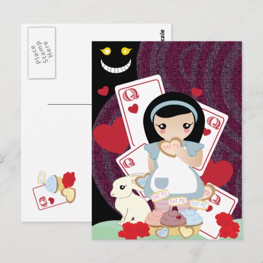 Alice im Wunderland Postkarte (Vorne/Hinten)