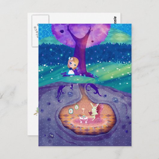 Alice im Wunderland Postkarte (Vorne/Hinten)