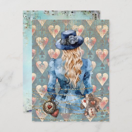 Alice im Wunderland Postkarte (Vorne/Hinten)