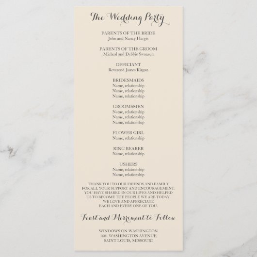 Alice im Wunderland Programm (Rückseite)