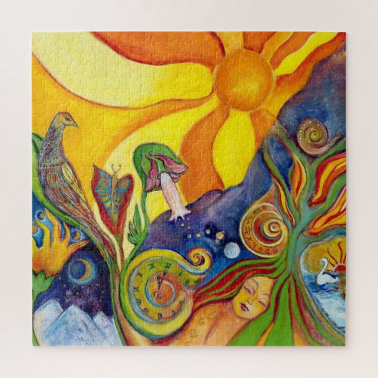 Alice im Wunderland Psychedelic Sunshine 60er Art Puzzle (Vertikal)