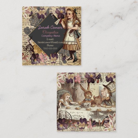 Alice im Wunderland Quadratische Visitenkarte (Vorne/Hinten)
