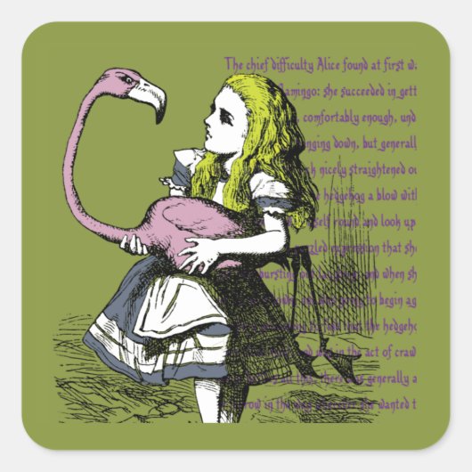 Alice im Wunderland Quadratischer Aufkleber (Vorderseite)