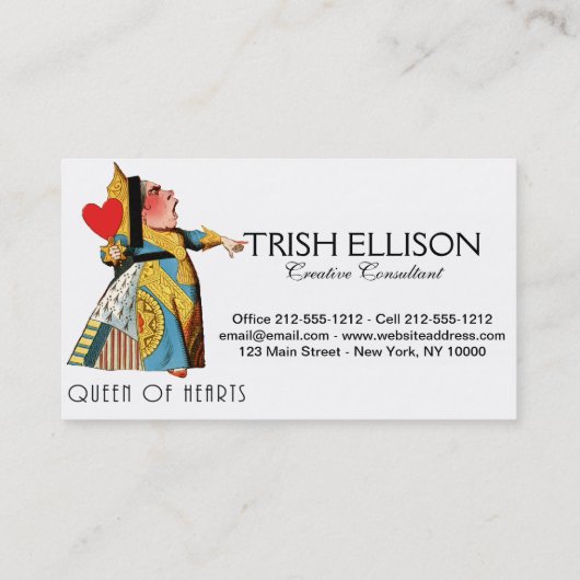 Alice im Wunderland Queen of Hearts Visitenkarte (Rückseite)