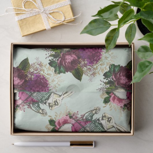 Alice im Wunderland Rabbit Green Decoupage Seidenpapier (Geschenk)