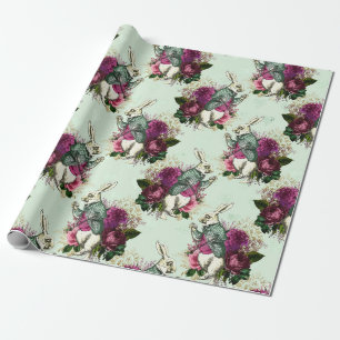 Alice im Wunderland Rabbit Green Geschenkpapier