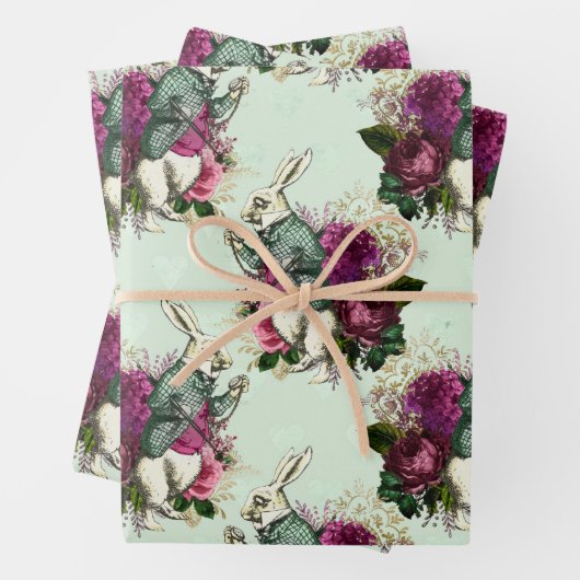 Alice im Wunderland Rabbit Green Geschenkpapier Set (Beispiel)