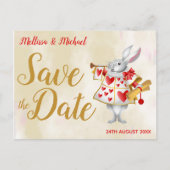 Alice im Wunderland Rabbit Herald Save the Date Postkarte (Vorderseite)