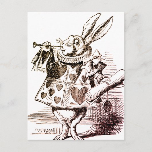 Alice im Wunderland Rabbit Queen of Hearts Herald Postkarte (Vorderseite)