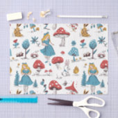 Alice im Wunderland Rabbit Red Mushroom Decoupage Seidenpapier (Handwerk)