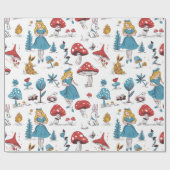 Alice im Wunderland Rabbit Red Mushroom Geschenkpapier (Flach)