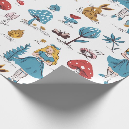 Alice im Wunderland Rabbit Red Mushroom Geschenkpapier (Ecke)
