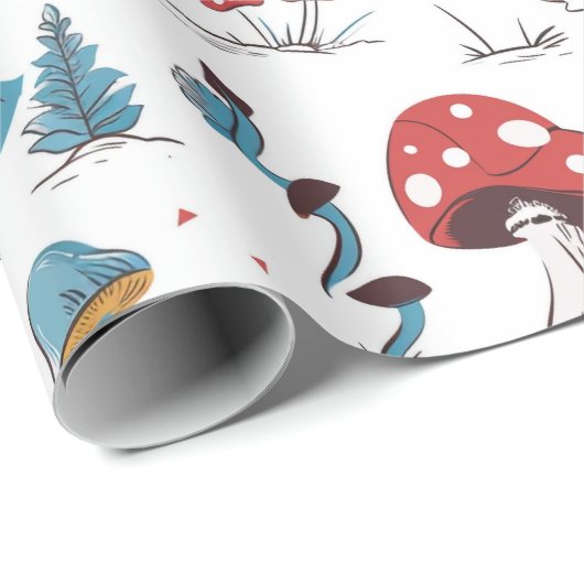 Alice im Wunderland Rabbit Red Mushroom Geschenkpapier (Rolleneckpunkt)