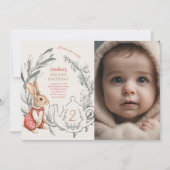 Alice im Wunderland Rabbit Tee 2. Geburtstag Einladung (Vorderseite)