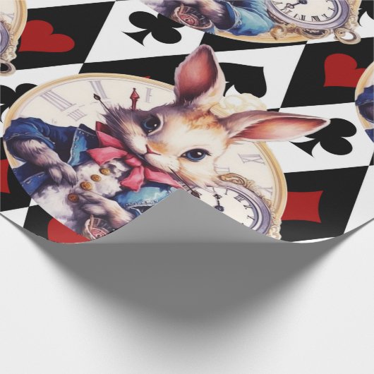 Alice im Wunderland Rabbit und Kartenthema Geschenkpapier (Ecke)